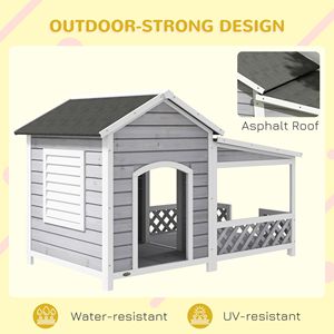 Cuccia per Cani da Esterno di Taglia Media o Grande con Veranda, Tetto in Asfalto, Porte e Finestra con Persiana, Design Rettangolare - Product Image 6