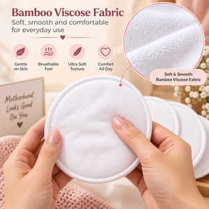 Almohadillas de Bambú y Algodón para Lactancia |   Almohadillas de Lactancia Reutilizables para Madres que Lactan, Almohadillas Absorbentes Suaves, Protección Diaria Contra Fugas - Product Image 2