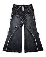 Pantalon en jean stretch coupe bootcut pour homme, broderie, délavage, imprimé, marque privée, mode urbaine, vente en gros, prêt à expédier
