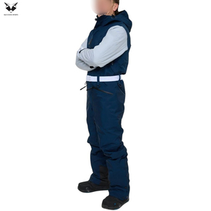 Traje de Esquí de Poliéster Resistente al Viento de Una Pieza, Térmico, Color Azul y Gris, de Buena Calidad, con Logotipo Propio, Superventas - Product Image 2