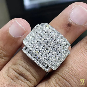 Luxury Cluster Moissanite Diamond <b>Ring</b> For <b>Men</b> White Gold Hip Hop Iced Out Jewelry - Product Image 3