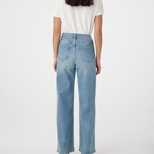 Pantalones Vaqueros de Pierna Ancha y Cintura Alta para Mujer, Hechos a Medida, Lavado Claro, Estilo Casual, Transpirables, de Algodón, Largos, para Primavera - Product Image 2
