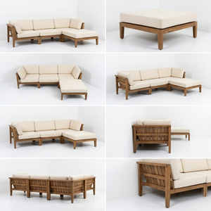 Canapé modulaire en teck recyclé pour l'hôtellerie, les hôtels, les resorts, les villas, les salons, les meubles contractuels, les projets d'aménagement intérieur commercial - Product Image 6