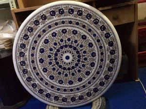 High End Modern Eco-Friendly Marble Inlay Coffee Table <b>Top</b> Handmade Pietra Dura Blue Floral Design Luxury Stone Home Decor - Product Image 3