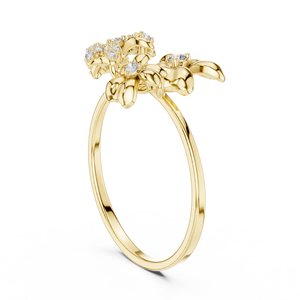 Anillo Minimalista en Forma de Flor de Oro Amarillo Sólido de 10k, 14k, 18k con Diamantes Cultivados en Laboratorio de Corte Redondo, Anillo de Boda Clásico, Regalo para Ella - Product Image 4
