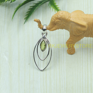 Pendentif double ovale fait main en argent sterling 925 avec péridot naturel, pierre précieuse verte, bijou minimaliste, cadeau pour femme, idéal pour les fêtes - Product Image 5