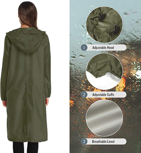 Impermeable Ligero para Mujer, con Capucha, Diseño Largo, de PU y Poliéster, para Viajes al Aire Libre - Product Image 2