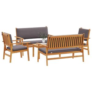 5-Piece Brown Solid Acacia Wood Garden <b>Sofa</b> <b>Set</b> - Product Image 3