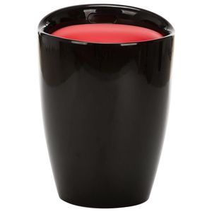 Tabouret et ottoman de rangement compacts en similicuir noir et rouge et en plastique - Product Image 2