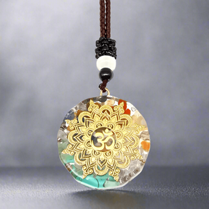 Om Mandala 24K Gold Plated Om Symbol Necklace with Pearl Accent and 30-Inch Adjustable <b>Rope</b> <b>Chain</b> for Men - Product Image 2