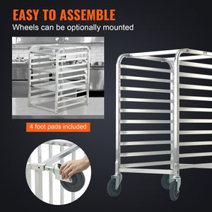 10-Tier Commercial Bakery Equipment Bun Pan Rack with Brake Wheels Aluminum <b>Racking</b> Trolley for Half Full Sheet <b>Storage</b> - Product Image 5