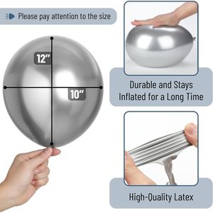 Palloncini Metallizzati Argento da 12 Pollici, Confezione da 54 per Feste di Compleanno - Product Image 3