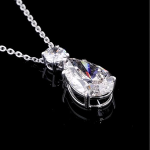 Collier élégant et tendance avec pendentif solitaire en diamant de laboratoire en forme de poire, chaîne à maillons en or blanc pour femme, idéal pour les mariages et les soirées - Product Image 3