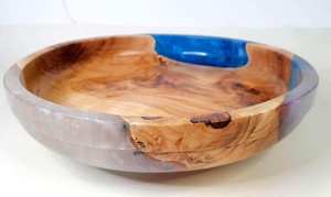 Bol de service en bois et résine époxy poli, moderne, avec incrustation de résine, écologique, style Wabi Sabi, pour mariage, salade, service alimentaire et décoration - Product Image 6
