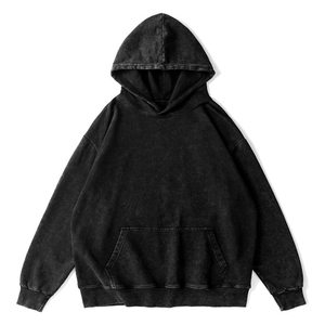 Sweat à capuche imperméable pour homme en molleton français épais 100% coton délavé à l'acide, coupe oversize, design personnalisé, style streetwear vintage - Product Image 3