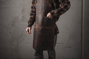 Tablier de laboratoire en cuir résistant aux produits chimiques, vêtements de travail professionnels industriels, vêtements de protection en cuir de vache véritable LPN-0259 - Product Image 5