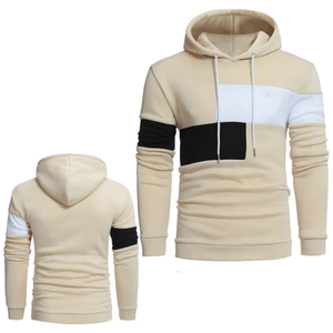 Sweat-shirt à capuche pour homme, color-block, manches raglan, décontracté, tricoté, polyester et coton, pour l'automne, coupe classique - Product Image 3