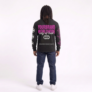 Your brand Logo Long Sleeve T-Shirt Black Pink Print O-Neck <b>Men's</b> Pullover Cotton Fleece Sweatshirt For <b>Men</b> Crew Neck <b>Jumper</b> - Product Image 6