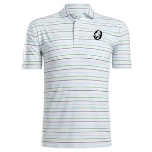 Camiseta Polo Sublimada a Rayas Blancas y Verdes para Hombre, Manga Corta, Estilo Atlético Moderno, Ropa Deportiva Cómoda para Golf - Product Image 1