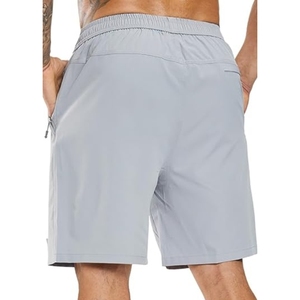 Men's Light Gray Quick Dry Polyester Bermuda Shorts With <b>Elastic</b> Waist And Pockets Casual Sport Style - Product Image 2