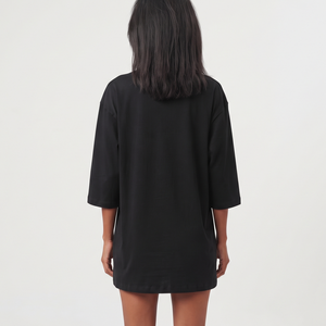 Loose Women's Crew Neck Cotton T Shirt Long Body Oversized Three Quarter Sleeve Breathable Custom Apparel Wholesale - Product Image 2