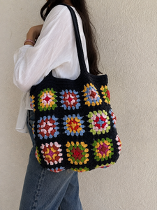คอลเลกชันใหม่ฤดูร้อนชายหาดฟางกระเป๋าโบฮีเมียนโครเชต์หลายสีHandmadeผู้หญิงไหล่กระเป๋าหญ้าทะเลกระเป๋าสแควร์ - Product Image 1