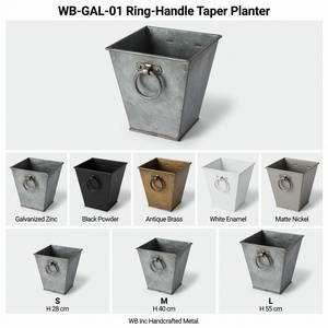 Maceta Cónica de Hierro Galvanizado con Asa en Forma de Anillo, Maceta de Metal Biodegradable para Jardín o Patio, Diseño Colgante Escalonado - Product Image 4