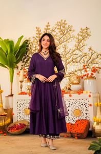 Designer Embroidery Sequence Work Chanderi Silk <b>Kurti</b> With Bottom And Dupatta Ready To Wear Set - Product Image 2