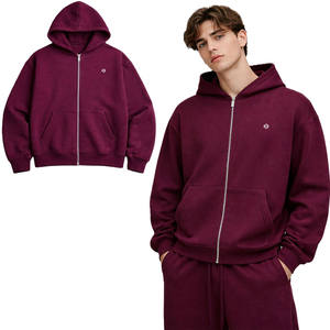 Sudadera con Capucha de Alta Calidad 100% Algodón Felpa, Cierre Completo, para Hombre, Talla Grande, Estilo Urbano, Logotipo Personalizado, Producción OEM - Product Image 1