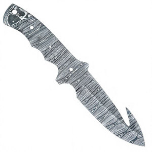 Cuchillo de gancho de acero de Damasco en bruto de 14.5 pulgadas - Hoja forjada a mano de espiga completa para cuchillo de camping, bricolaje y forja artesanal - Product Image 1