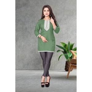DISEÑADOR RAYON BORDADO SECUENCIA TRABAJO CORTO KURTI PISTA - Product Image 1