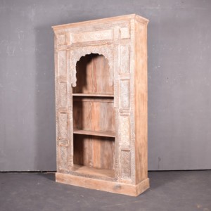 Meilleure collection d'étagères à livres en bois sculpté à la main, meuble de rangement ouvert en bois massif, vitrine d'art himalayen antique - Product Image 1