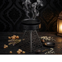 Brûleur à Bakhoor en laiton de style nordique, support pyramidal Jali, Mabkhara arabe, encensoir pour charbon et résine d'encens, Automne Printemps, Vente en gros
