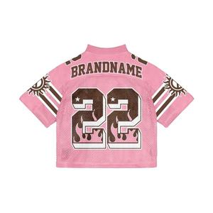 Maillot de football streetwear personnalisé avec impression par sublimation, logo brodé et empiècements en mesh, unisexe, style américain - Product Image 2