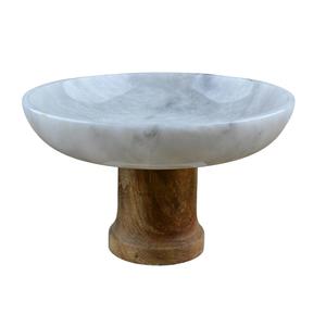 Tazón de Mármol Blanco y Madera de Diseño Nuevo y Lujoso, Tazones de Fruta de Mármol Natural, Diseño Innovador, Forma Redonda - Product Image 4
