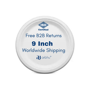 Platos de bagazo compostables, redondos, desechables, para catering de fiestas y eventos, 9 pulgadas - Product Image 1