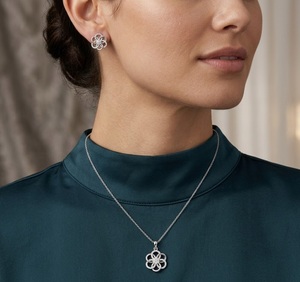 Dainty Floral Diamond Pendant Necklace 14K/18K Pure White Gold Flower Halo Necklace Lab Grown Diamond Jewelry Gift for Women - Product Image 5