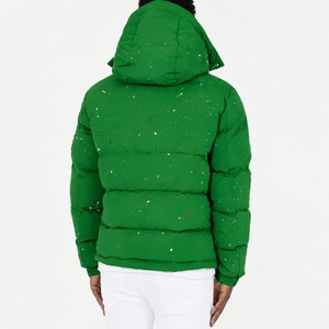 Blouson matelassé vert à capuche pour homme, fermeture éclair frontale, décontracté, hiver, écologique, coque en PU, garniture en fourrure, rembourrage en polyester, coupe classique - Product Image 4