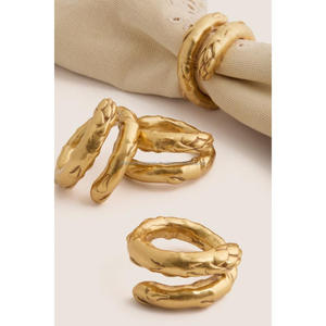 Juego de 4 Anillos de Servilleta Rectangulares de Lujo, Decoración para Mesa de Boda, Accesorios de Mesa, Anillos de Servilleta de Latón, Juegos de Regalo - Product Image 6