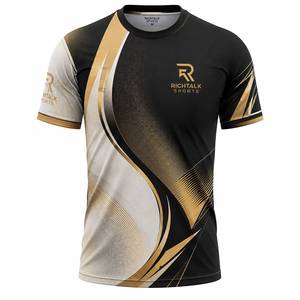 Men's Short Sleeve <b>Geometric</b> Print T-<b>Shirt</b> Black Gold Quick Dry Regular Fit O-Neck Knitted Polyester - Product Image 1