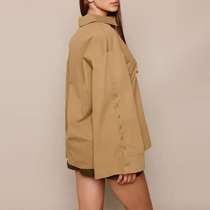 Chemise décontractée pour femme, coupe ample, couleur unie, boutonnée, manches longues, en popeline, de haute qualité, chemise formelle pour femme - Product Image 2