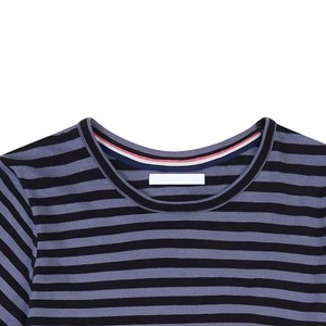Camiseta Deportiva de Algodón Personalizada, a Rayas, Transpirable, de Secado Rápido, Larga, Holgada, con Cuello Redondo para Mujer, Servicio OEM y ODM, Impresión de Logotipo Personalizado - Product Image 4