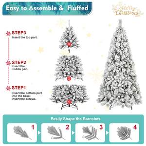 Árbol de Navidad Flocado de 7 pies, 450 luces LED blancas cálidas, 1060 puntas, ramas de aguja dura de PVC nevado, soporte de Metal resistente, árbol de fácil instalación - Product Image 6