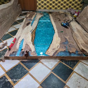 Sustainable Luxury Modern <b>Dining</b> Room Conference Table Live Edge River Table with Epoxy Resin for Entry of Hotels - Product Image 4