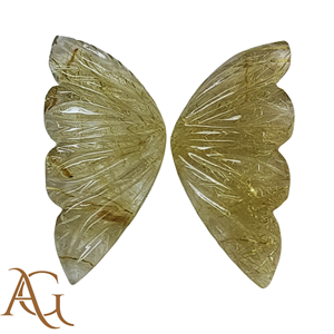 Quartz rutilé jaune naturel sculpté, gravure en intaglio Winks, pierre précieuse en vrac, fabrication de bijoux, vente en gros, calibré - Product Image 4