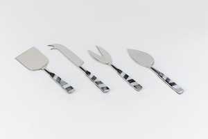 Ensemble de couverts de service à fromage de style américain, ensemble de 4 couverts en métal, ensemble de couverts à dessert, à gâteau et à pâtisserie, manche en résine - Product Image 6