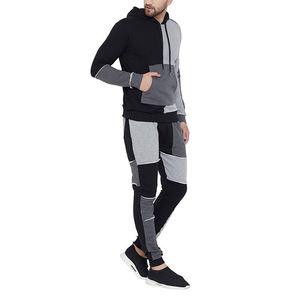 Conjunto Deportivo Informal con Capucha para Hombre, Color Sólido, Bloques de Color, Manga Larga, Bolsillos Laterales, Material Transpirable de Poliéster y Algodón - Product Image 2