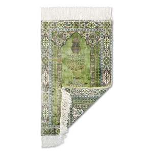 Alfombra de Oración Rectangular con Diseño Floral Verde, Estilo Oriental, Antideslizante, de Polipropileno con Pelo Medio - Product Image 3