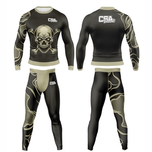 Ensemble de rashguards pour hommes imprimés par transfert thermique, design personnalisé et élégant, vente en gros directe d'usine, vêtements de compression respirants pour hommes - Product Image 1