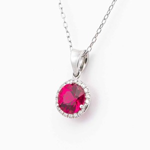 Collier de luxe festif en or blanc 14K avec tourmaline rose de 1,50 ct et diamant de laboratoire D-G/VS taille radiant serti en halo, certifié IGI - Product Image 2